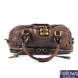 CHLOE - a brown East West Paddington Zippy handbag.