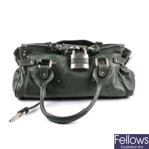 CHLOE - a green Paddington handbag.