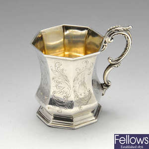 An early Victorian silver mug.