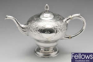 A George II Scottish silver teapot. 