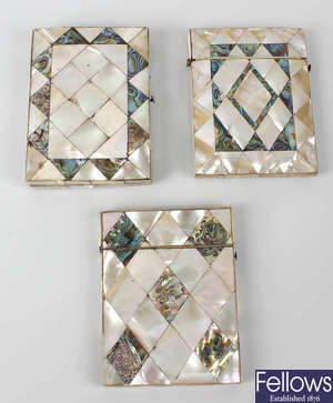 Three mother of pearl/abalone cases. 