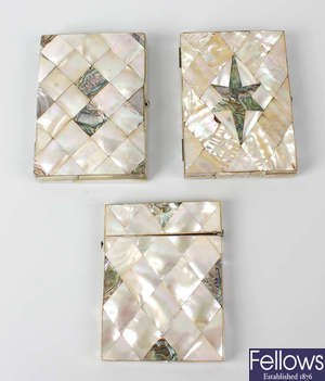 Three mother of pearl/abalone cases.