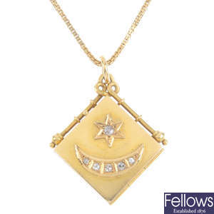 An early 20th century 18ct gold diamond hinged locket.