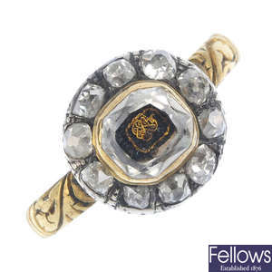 A late 17th century rock crystal and diamond cluster ring, circa 1680.