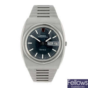OMEGA - a gentleman's stainless steel Genève Megaquartz 32Khz bracelet watch.