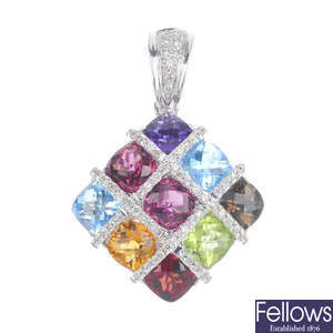 A diamond and gem-set pendant.