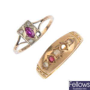 Two late 19th and early 20th century gold paste and gem-set rings.