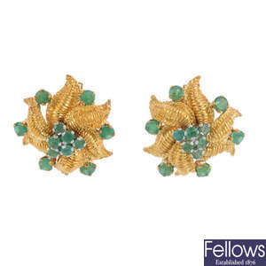 A pair of 1970s emerald earrings.