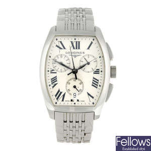 LONGINES - a gentleman's stainless steel Evidenza chronograph bracelet watch.