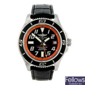 BREITLING - a limited edition gentleman's stainless steel Superocean 42 Orange wrist watch.