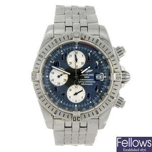 BREITLING - a gentleman's stainless steel Windrider Chronomat Evolution chronograph bracelet watch.