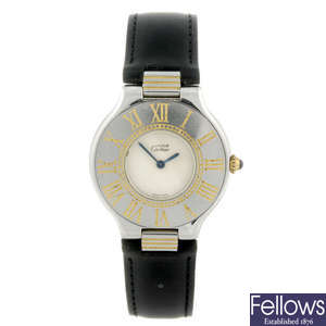 CARTIER - a stainless steel Must De Cartier 21 wrist watch.