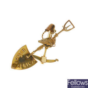 A late 19th century 15ct gold 'digger' brooch.