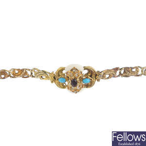 A late 19th century gold gem-set memorial bracelet.