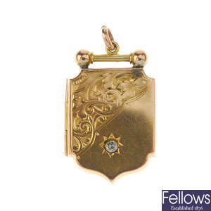 A late Victorian 9ct gold diamond locket, circa 1890.