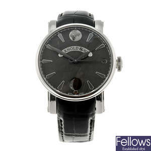 ARNOLD & SON - a gentleman's stainless steel True Moon wrist watch.