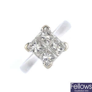 An 18ct gold diamond quatrefoil ring.