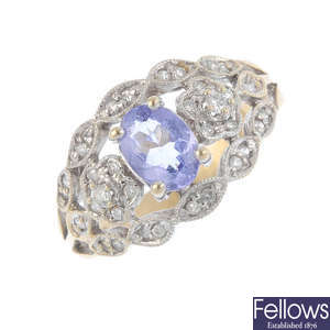 A tanzanite and diamond dress ring.