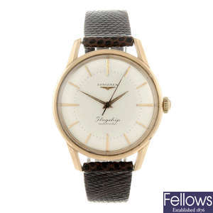 LONGINES - a gentleman's gold plated Flagship wrist watch.
