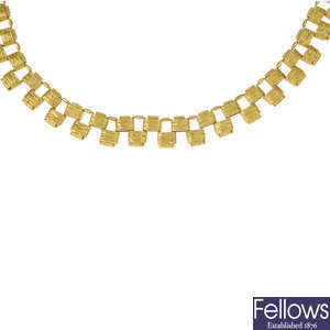 A 1970s 18ct gold fancy-link collar.