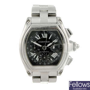 CARTIER - a stainless steel Roadster chronograph bracelet watch.
