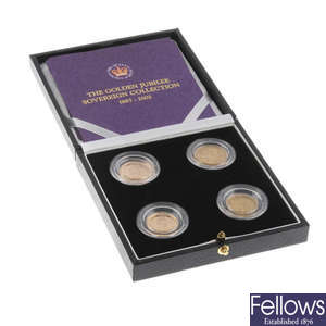 UK, The Golden Jubilee Sovereign Collection 1887-2002.