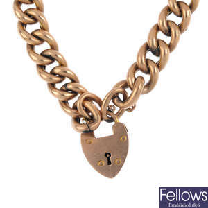 An Edwardian 9ct gold curb-link bracelet.