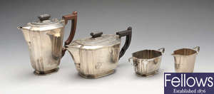 Art Deco tea service, inc. teapot, hot water pot, sugar bowl & milk jug (4) 