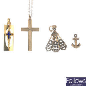A selection of mostly religious jewellery.