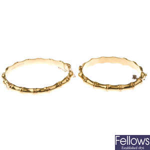 A 9ct gold bamboo bangle (and a plated example).