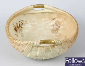 A Royal Worcester blush ivory basket.