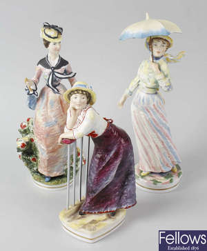 Three Royal Worcester Impressionist Series figures.