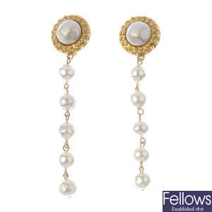 CHANEL - a pair of imitation pearl ear clips.