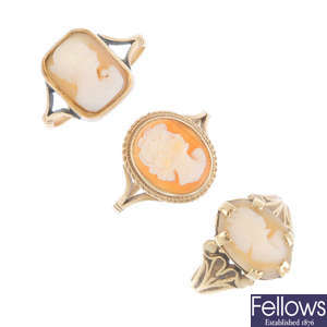 A selection of cameo jewellery.