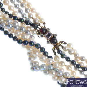 A freshwater cultured pearl necklace.