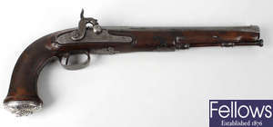 A French converted percussion cap pistol.