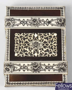 An Anglo Indian ivory card case.