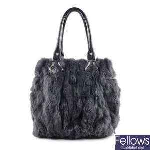 CELINE - a grey coney fur handbag.