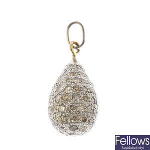 A diamond egg pendant.