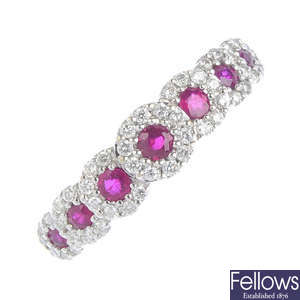 An 18ct gold ruby and diamond dress ring.