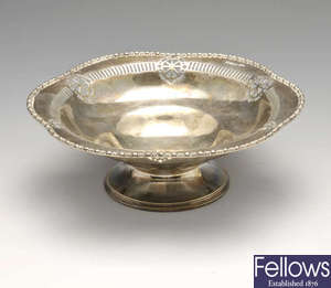 A George V silver pedestal bowl.