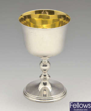 A modern Irish silver wine goblet.