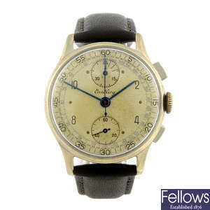 BREITLING - a gentleman's gold plated chronograph wrist watch.