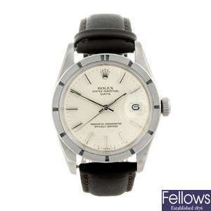 ROLEX - a gentleman's stainless steel Oyster Perpetual Date wrist watch.