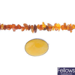 A selection of natural amber pieces.