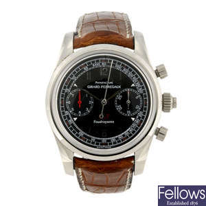 GIRARD-PERREGAUX - a limited edition gentleman's 18ct white gold Scuderia Ferrari Rattrapante Foudroyante chronograph wrist watch.
