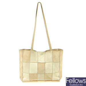 CHANEL - a vintage suede patchwork handbag.
