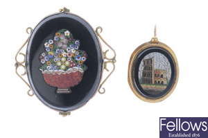 Two late 19th century items of micro mosaic jewellery.