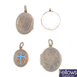 A selection of late 19th to early 20th century lockets and photograph pendants.