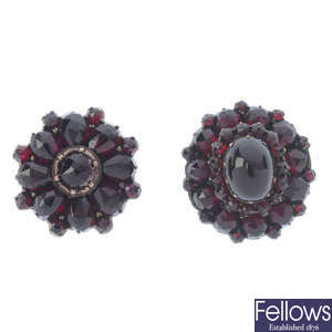 A selection of garnet jewellery pieces.